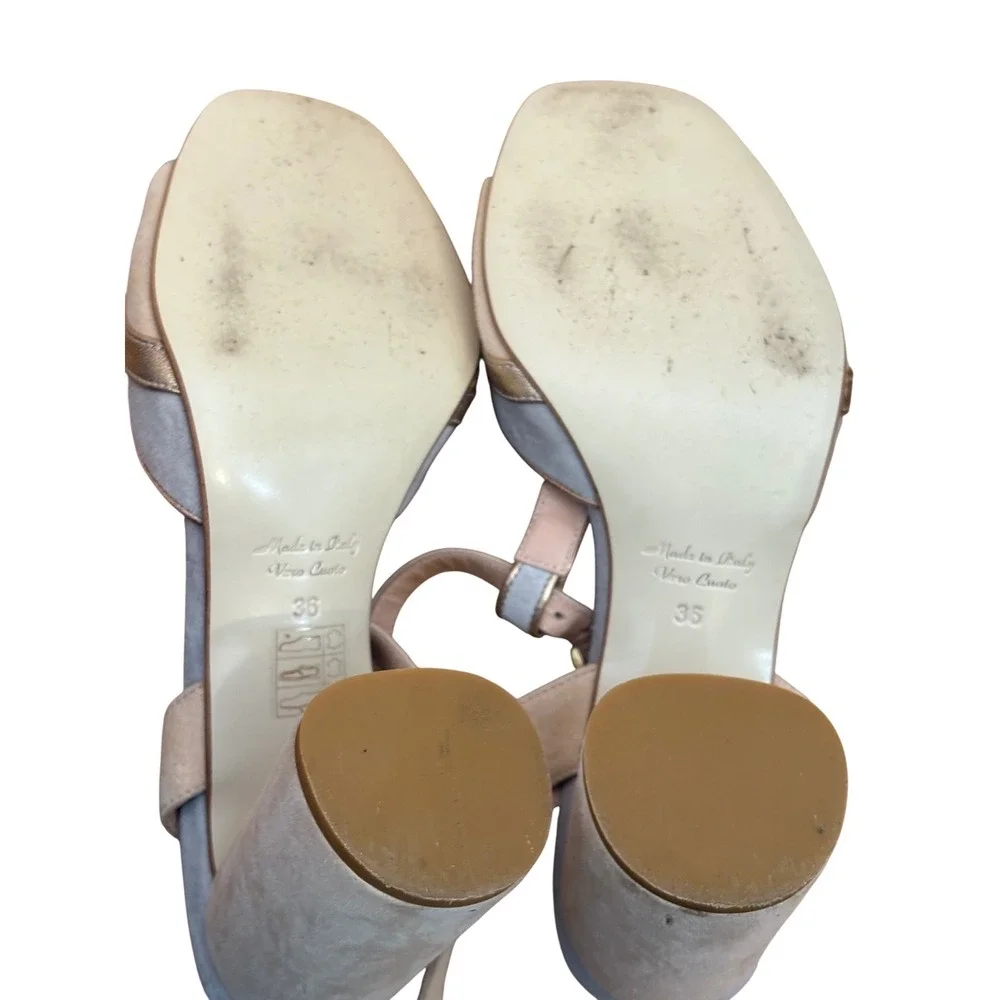 Jennifer Tattanelli Firenze Brook Aurora Suede T-Strap Mary Jane Block Heel 37‎